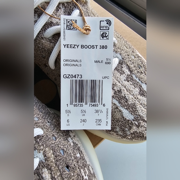 Yeezy Boost 380 by Adidas Size 6 GZ0473 Male Pyrite Color NWT main image 7